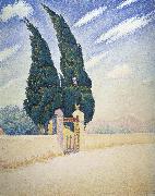 Paul Signac, two cypresses mistral
